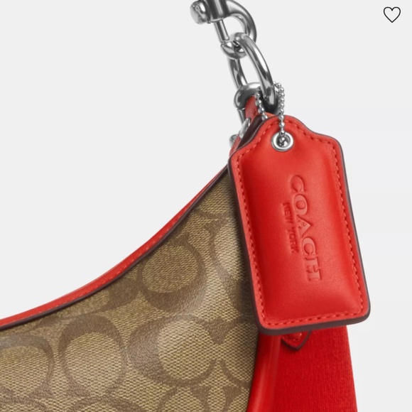 New❤️Coach Aria Shoulder Bag In Signature Canvas Red/Brown - Picture 4 of 5
